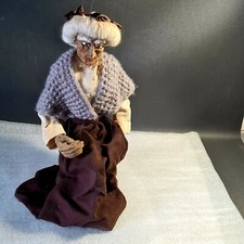 🔅 Grande ancienne marionnette en bois à fil hauteur 45 cm grand-mère