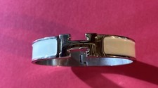 HERMES Clic Clac H Bangle Bracelet white Enamel