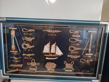 BLUE FRAME MARINE SHOWCASE 18 PIECES KNOT MUGS + SAILBOAT 70X40 CM NEW BOX 2