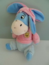 *- DOUDOU PELUCHE ANE BOURRIQUET DISNEY NICOTOY OREILLE LAPIN ROSE 20cm assis 