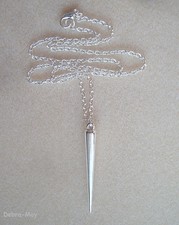 Long Spike Pendant Silver Plated 18" Chain Necklace in Gift Bag