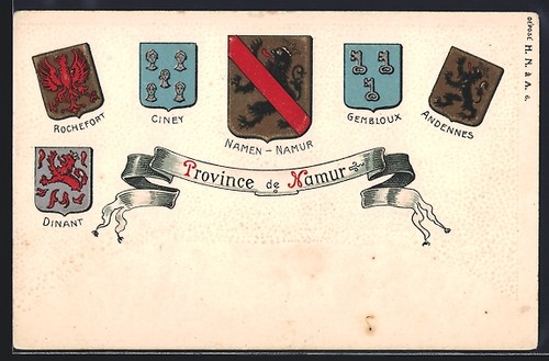 Lithographie namur armoiries - lithographie, namur,
