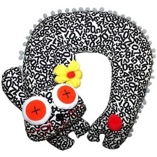 Oreiller cervical avec motif animalier - Oreiller avec pompon et tête d'animal 1