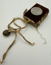 1800s / Antique Playing Cards For Piquet Small Cards W/ Velvet Case & Brass Bell