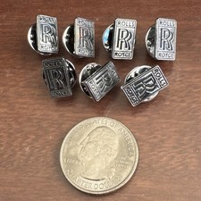 Lot Of 7 Rolls Royce Small Chrome Black Lapel Pin 0.5”x0.25”
