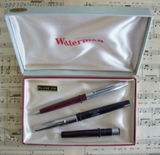 STYLO PLUME et BILLE WATERMAN Plume OR PARURE en COFFRET Porte Cartouche RARE
