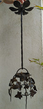 ANTIQUE 1930S WROUGHT IRON LEAVES ART DECO CHANDELIER for globe
