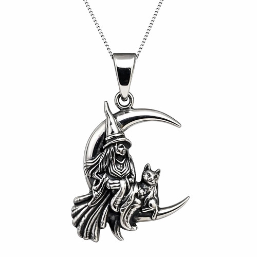 Collier pendentif lune chat