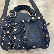 George Gina & Lucy ( GG&L) Black Ruffle Y2K Button Zip Purse Bag Small