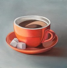 Peinture, cafe, huile sur