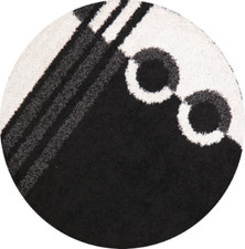 Tapis De Zone Géométrique Oriental Shaggy Noir-Blanc 5x7 & 6x6 & 6x9