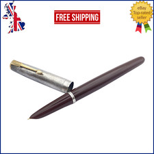 STYLO PLUME VINTAGE PARKER 51 VACUMATIC MARRON ET ARGENT STERLING 14K FINE NE...