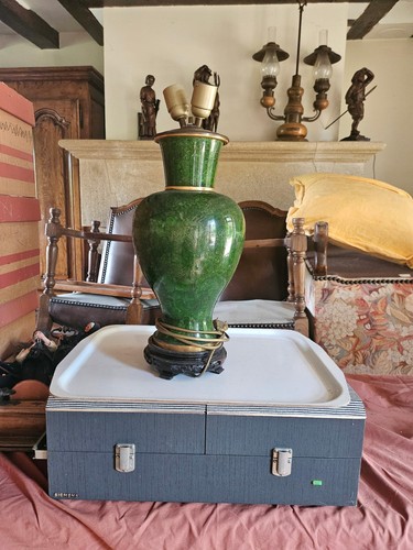 Lampe table verte - pied, en