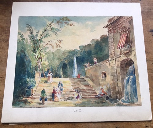 Aquarelle gravure ancienne - aquarelle,