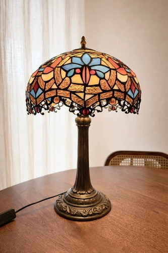 Lampe rétro vintage vitrail