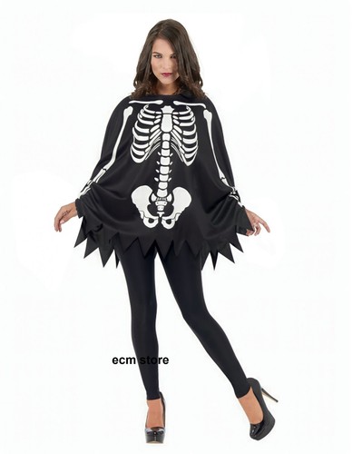 Poncho squelette adulte noir - poncho,