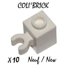 Lego 30241b - 10x Brick 1x1 with clip vertical - Blanc / White - lot kg NEW