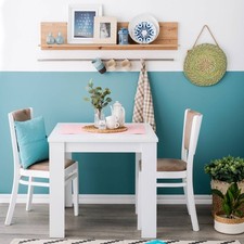 Table à Salle Manger Cuisine 80x80 Bois Blanc Moderne Salon Sejour Homestyle4u