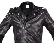 Diesel Sheep LEATHER JACKET Black mens coat XL biker Zippers Unique Motorcycle