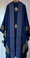 CATHOLIC PRIESTS BLUE & GOLD CHASUBLE & STOLE BY STADELMAIER NIJMEGEN HOLLAND