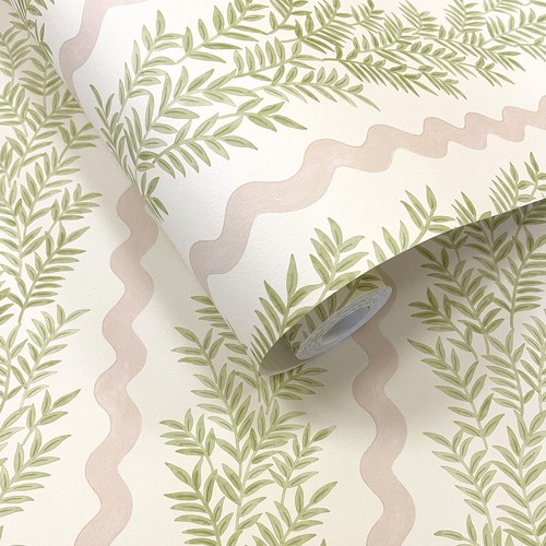 Papier peint rayures - rayures, feuillage