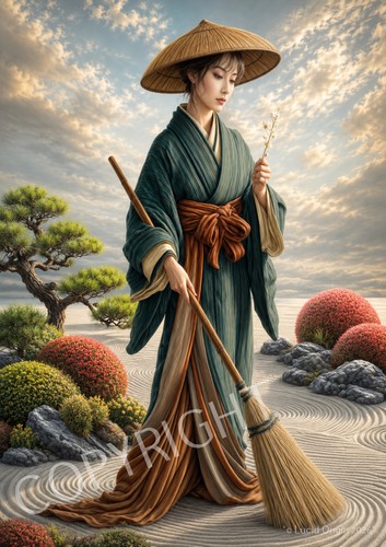 Photo femme jardin zen - a4,