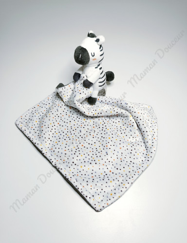 Doudou plat mouchoir zèbre - plat/mouchoir,