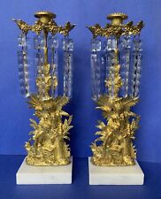 ANTIQUE-GIRANDOLE-DORE-GOLD GILT-BRONZE-ROMANTIC COUPLE-LUSTERS-CANDLE HOLDERS