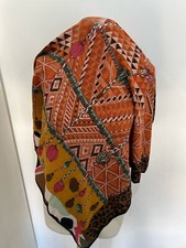 S16# Louis feraud rectangle multicolore silk Scarf 34 inch made in italy
