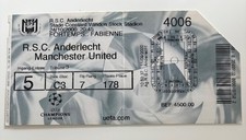Ticket Stub: Manchester United Champions League Away v Anderlecht 24th Oct 2000