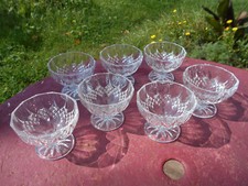 Lot 7 Coupes champagne dessert glace fruits cristal taillé pointes diamant 2,2kg