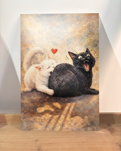 Tableau métal chat blanc - , et