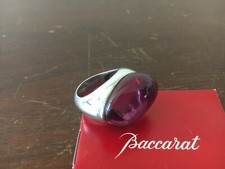 Baccarat Crystal Fuchsia Silver & Crystal Ring (Size 53)