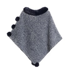 Femme Faux Col Fourrure Manteau Cape Poncho Drapé Châle Pull Thermique en Vrac