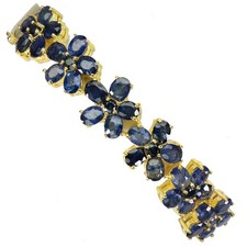 925 Argent Sterling Bracelet Ovale Saphir 5x4mm Fleur Gemme Bijoux 17.8cm