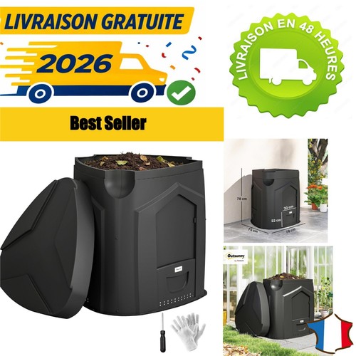 Composteur jardin outsunny - composteur, de