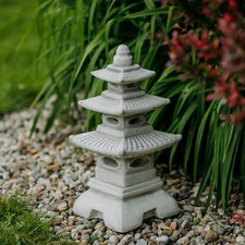 Pagode jap. Lanterne en pierre sculpture en pierre 46 cm 14 kg gris béton bla...