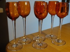 BACCARAT 6 ANTIQUE CRYSTAL LIQUOR GLASSES PERFECTION ORANGE ht 12.5 cm