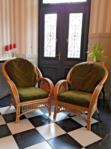 Paire fauteuils osier - paire, de
