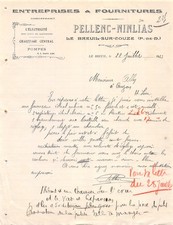 Invoice 1933 PELLENC NINLIAS A LE BREUIL SUR COUZE - M.ALLEQ A AUZON