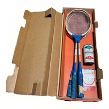 VTG Sears Badminton 4 Player Set W/ INFOCARD & 3 Pc Can Of Shuttlecocks