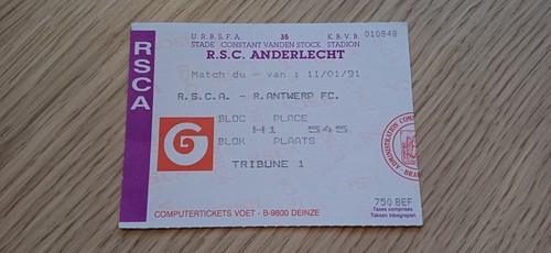 Ticket 1991 rsc anderlecht - 1991,