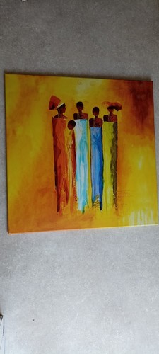 Toile peinture africaine 69x69 - africaine,