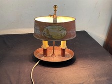 19th century two-light hot water bottle lamp in polychrome sheet metal
