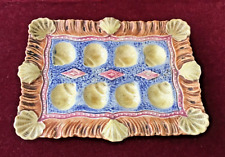 Plat ancien  coquilles St Jacques barbotine ONNAING faïence signée XIXe