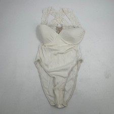 Vintage Victoria's Secret White Lace Strap Bodysuit Medium Womens