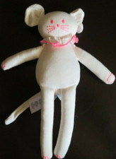 Petit Bateau cuddly stuffed white & pink mouse plush (RARE)
