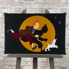 TINTIN Enamel Sign 24x16.1x0.4" (61x41x1cm) Rare Nice Steel Porcelain Decoration