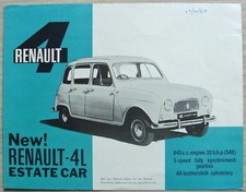 RENAULT 4L ESTATE CAR UK Sales Literature Leaflet c1965