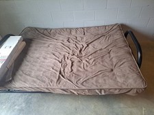 Futon Sofa Bed with Metal Frame and Brown Mattress